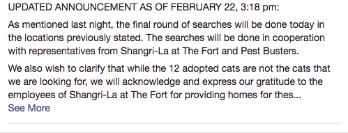 Feb 2018 Screenshot Cats of BGC Issue CARA Response AdoptDontShop TNR